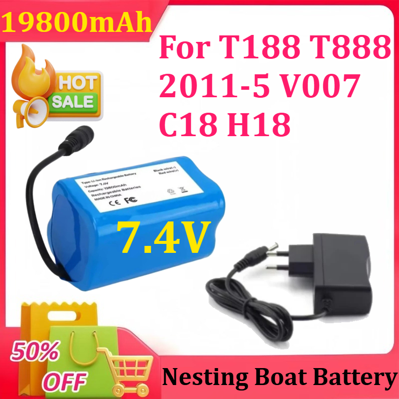 Fish Finder Charger - 7.4V 19800mAh Pil, USB Şarj Cihazlı,